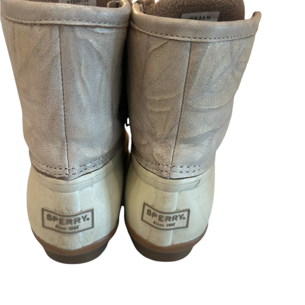 Sperry Women's Waterproof Saltwater Ivory Boots Size 5.5 - Picture 2 of 6